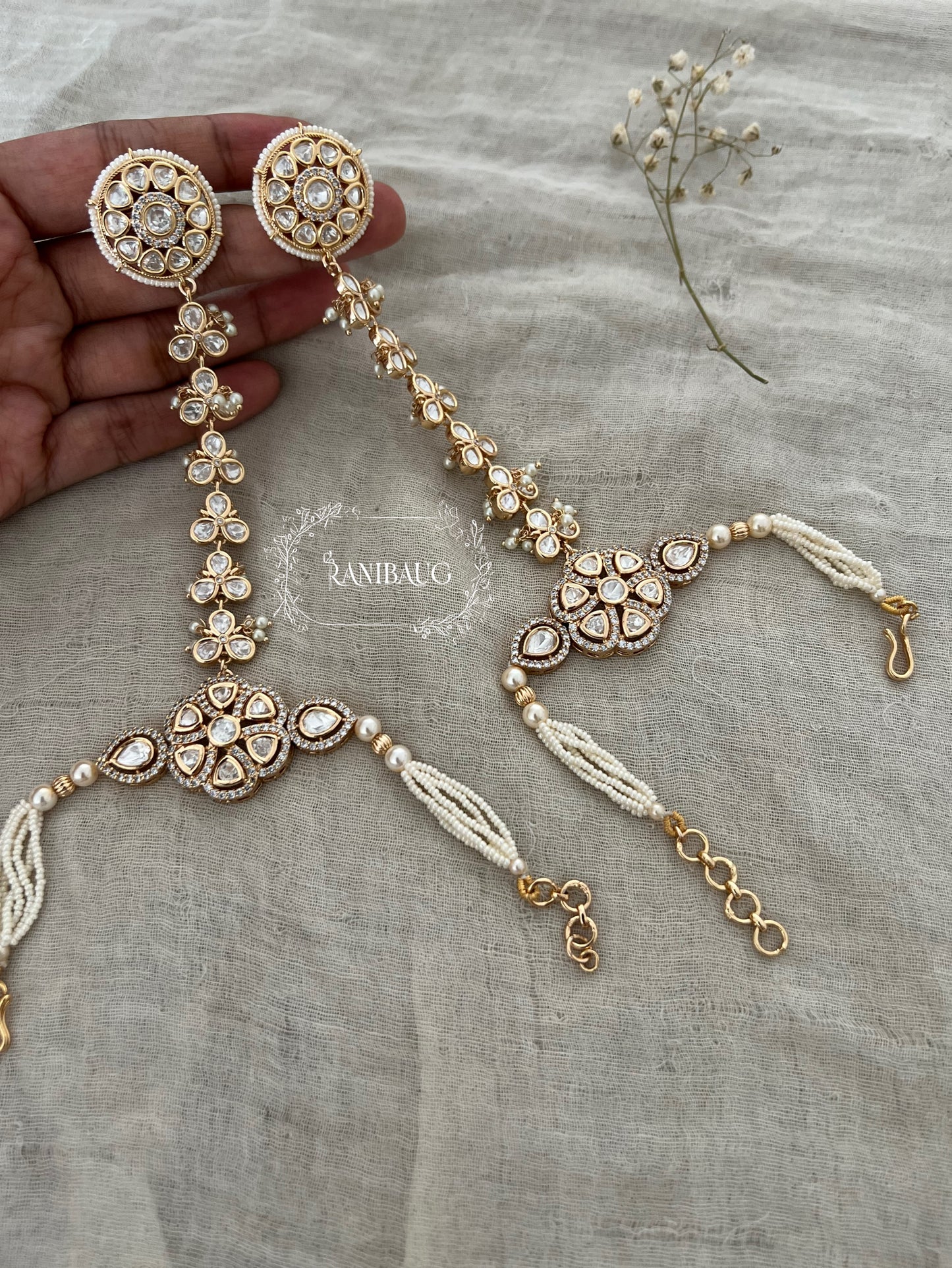 Anamika Premium Polki Kundan Gold Plated Hathphool By Ranibaug