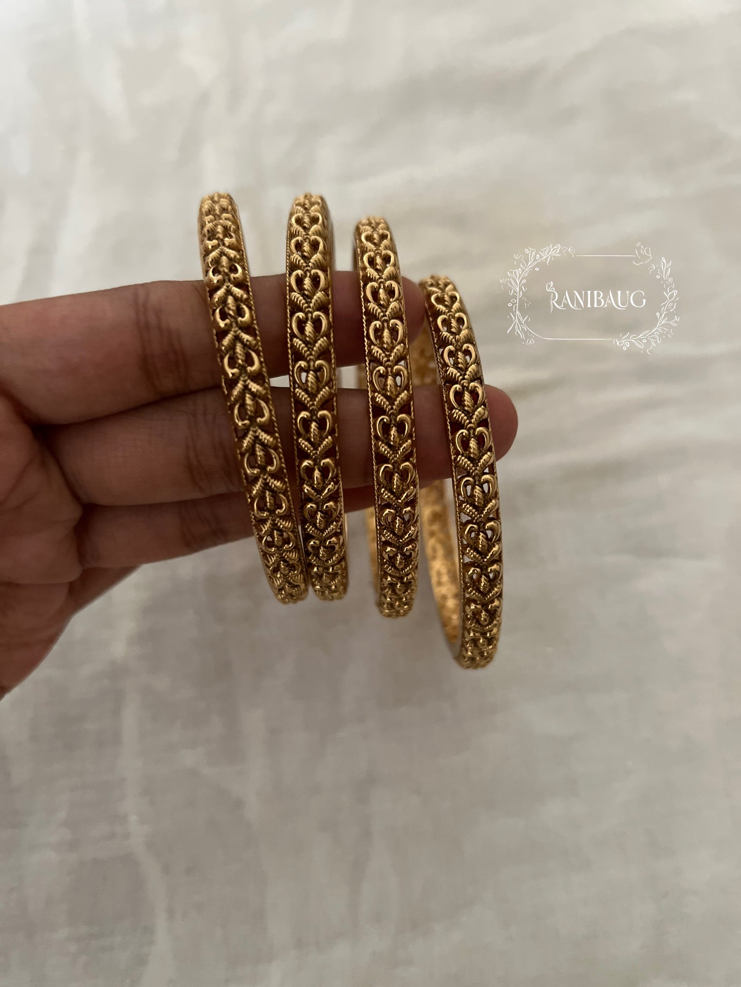 Anandita Antique Gold Finish Designer Heritage Bangles Set By Ranibaug