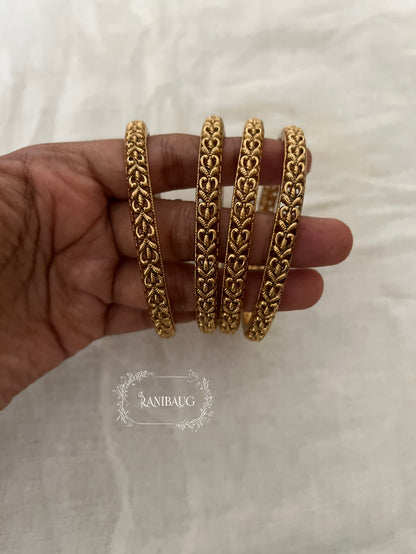 Anandita Antique Gold Finish Designer Heritage Bangles Set By Ranibaug