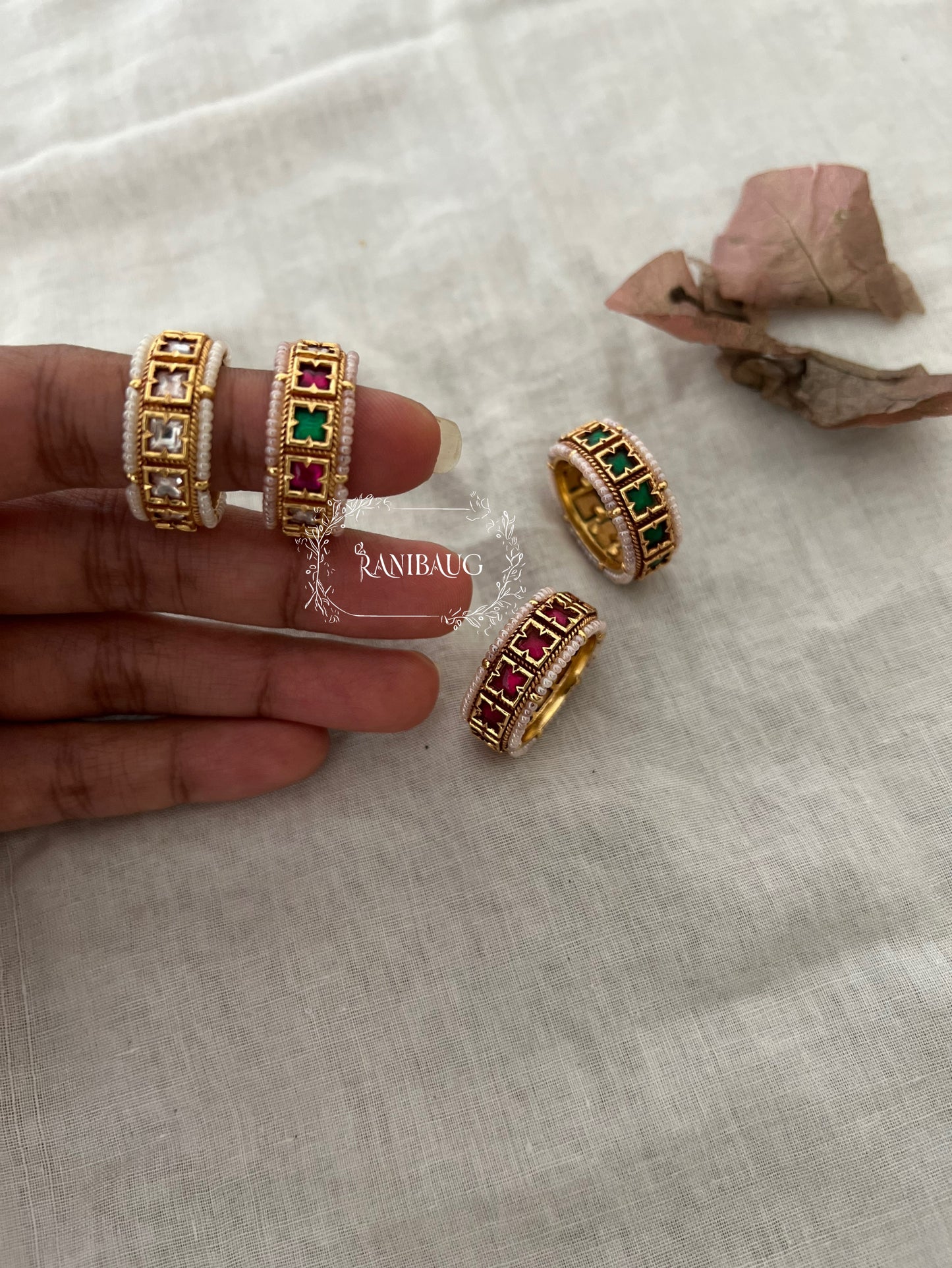 Anaya Minimal Yet Modern Ring With Tiny Pearls By Ranibaug