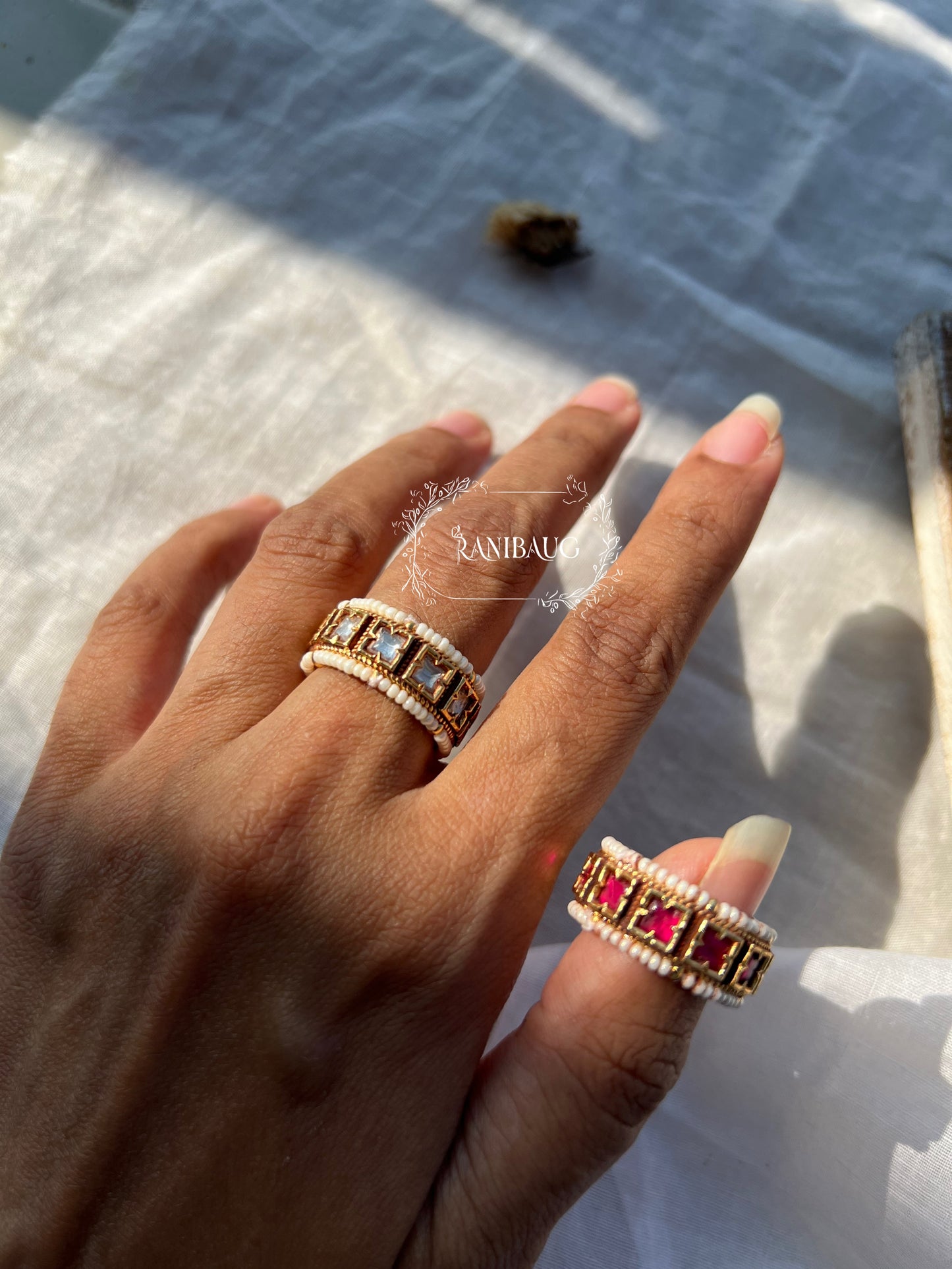 Anaya Minimal Yet Modern Ring With Tiny Pearls By Ranibaug