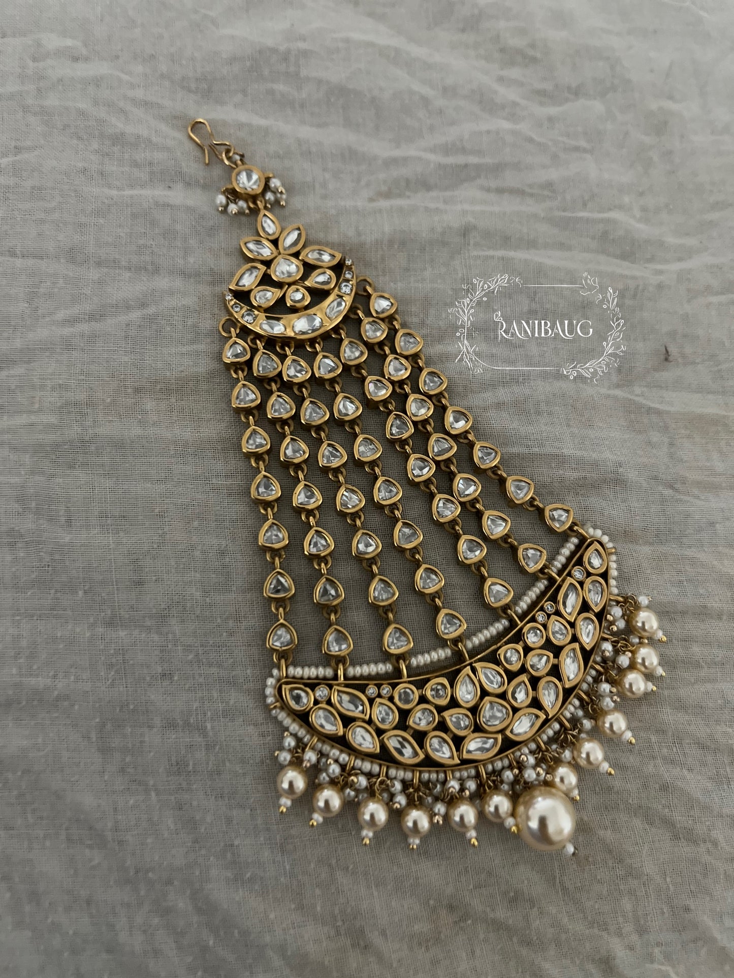 Anaya Victorian Gold Finish Kundan Passa With Pearls By Ranibaug