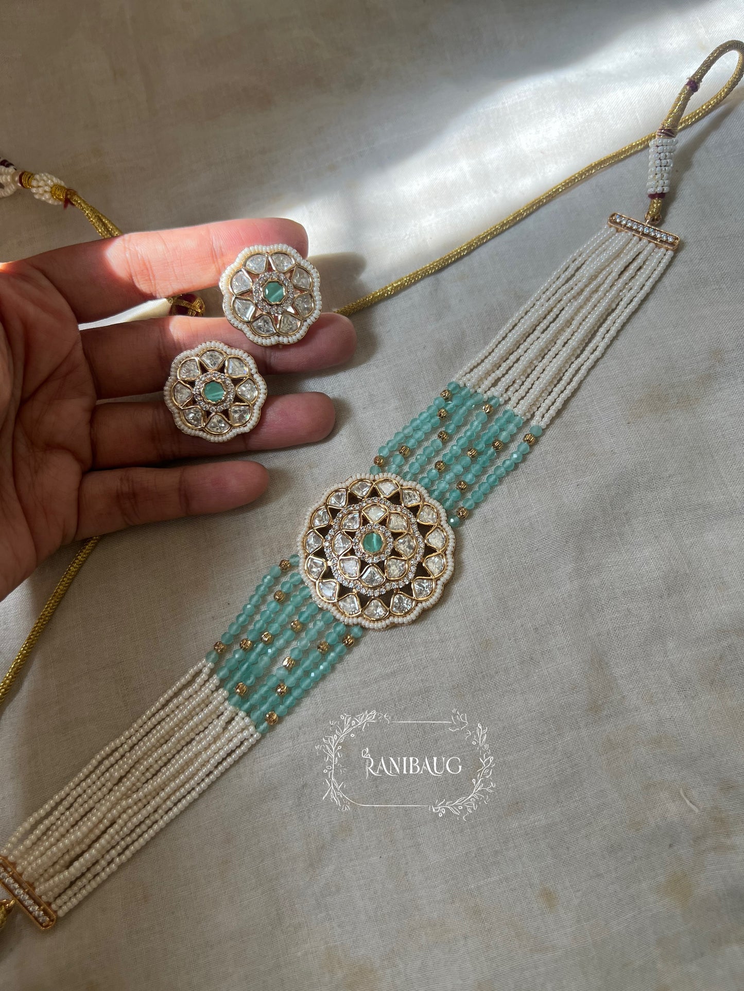 Anaya Pastel Beaded And Pearl Kundan Floral Motif Choker Set By Ranibaug | Jewellery Set 2025 2026