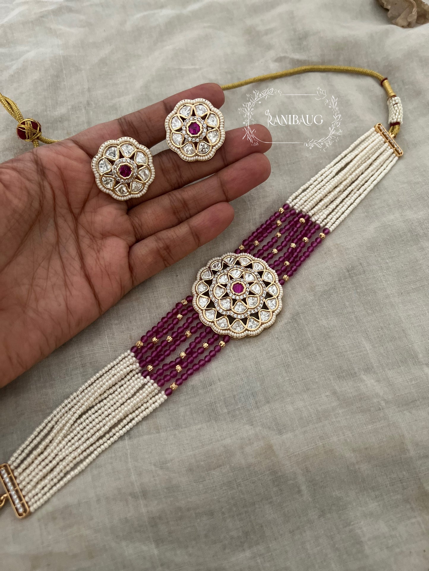 Anaya Pastel Beaded And Pearl Kundan Floral Motif Choker Set By Ranibaug | Jewellery Set 2025 2026