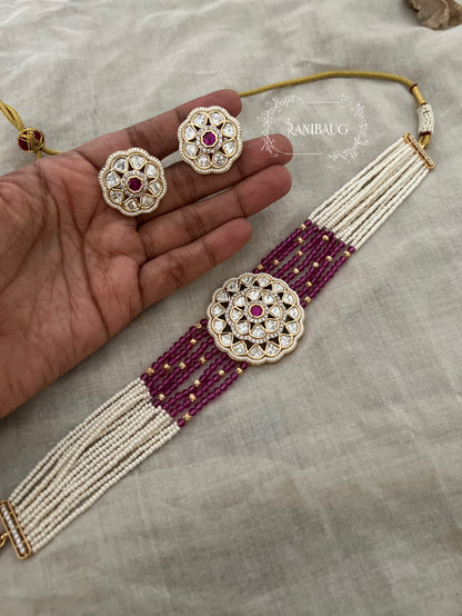 Anaya Pastel Beaded And Pearl Kundan Floral Motif Choker Set By Ranibaug | Jewellery Set 2025 2026