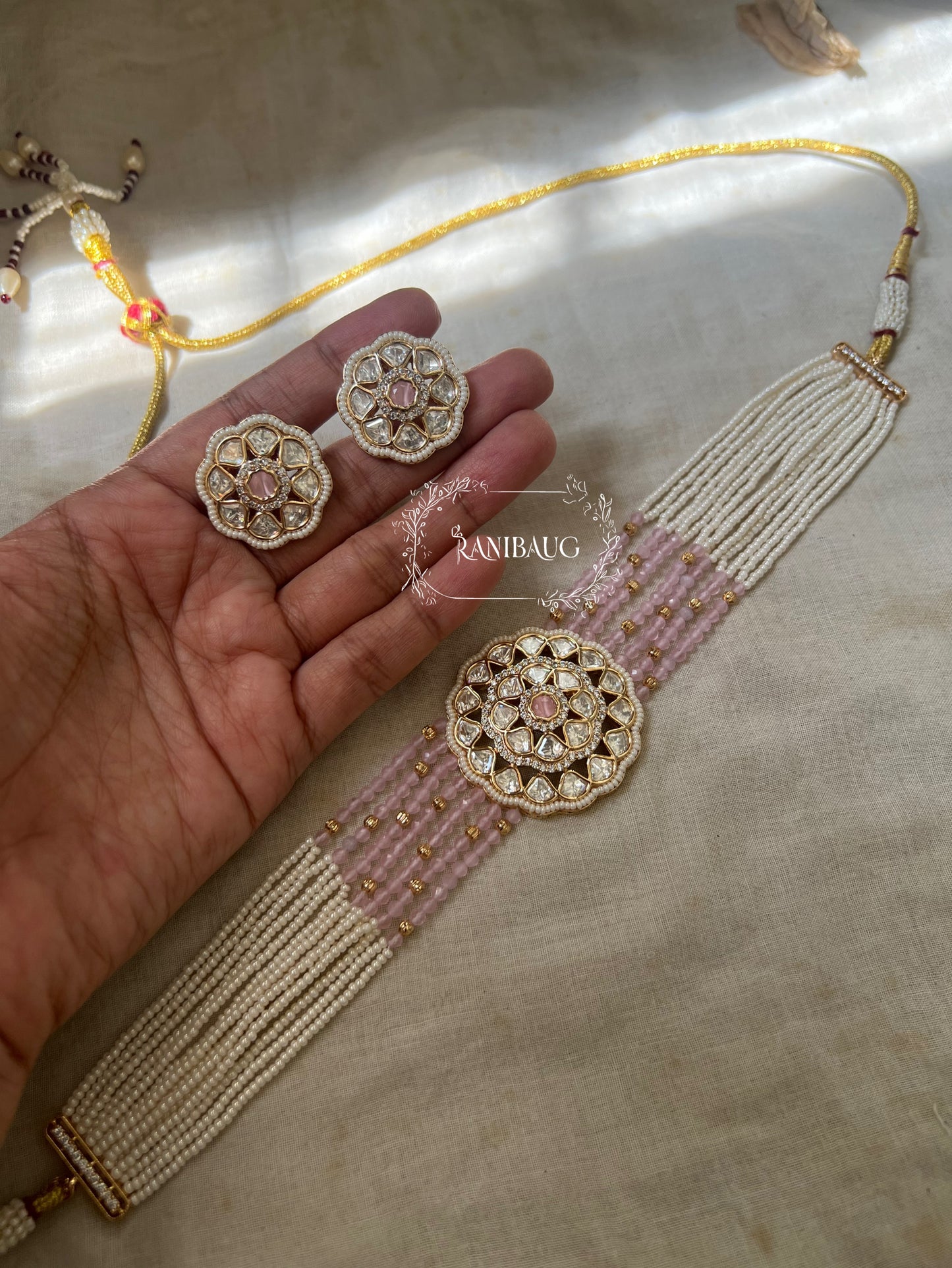 Anaya Pastel Beaded And Pearl Kundan Floral Motif Choker Set By Ranibaug | Jewellery Set 2025 2026