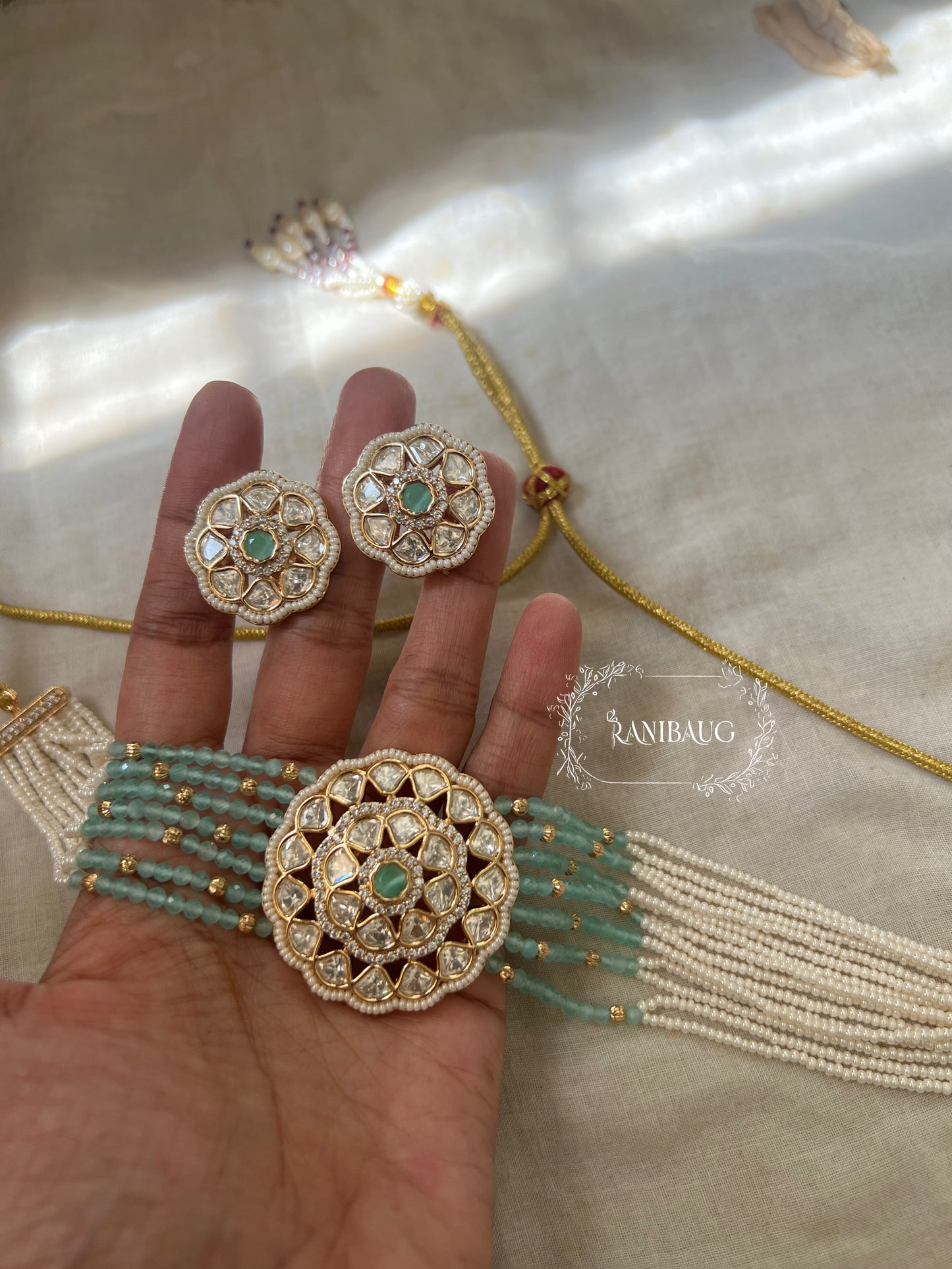 Anaya Pastel Beaded And Pearl Kundan Floral Motif Choker Set By Ranibaug | Jewellery Set 2025 2026