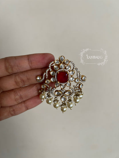 Angara Royal Gold Finish Polki Studded Pearl Adorned Kalgi For Pagdi By Ranibaug