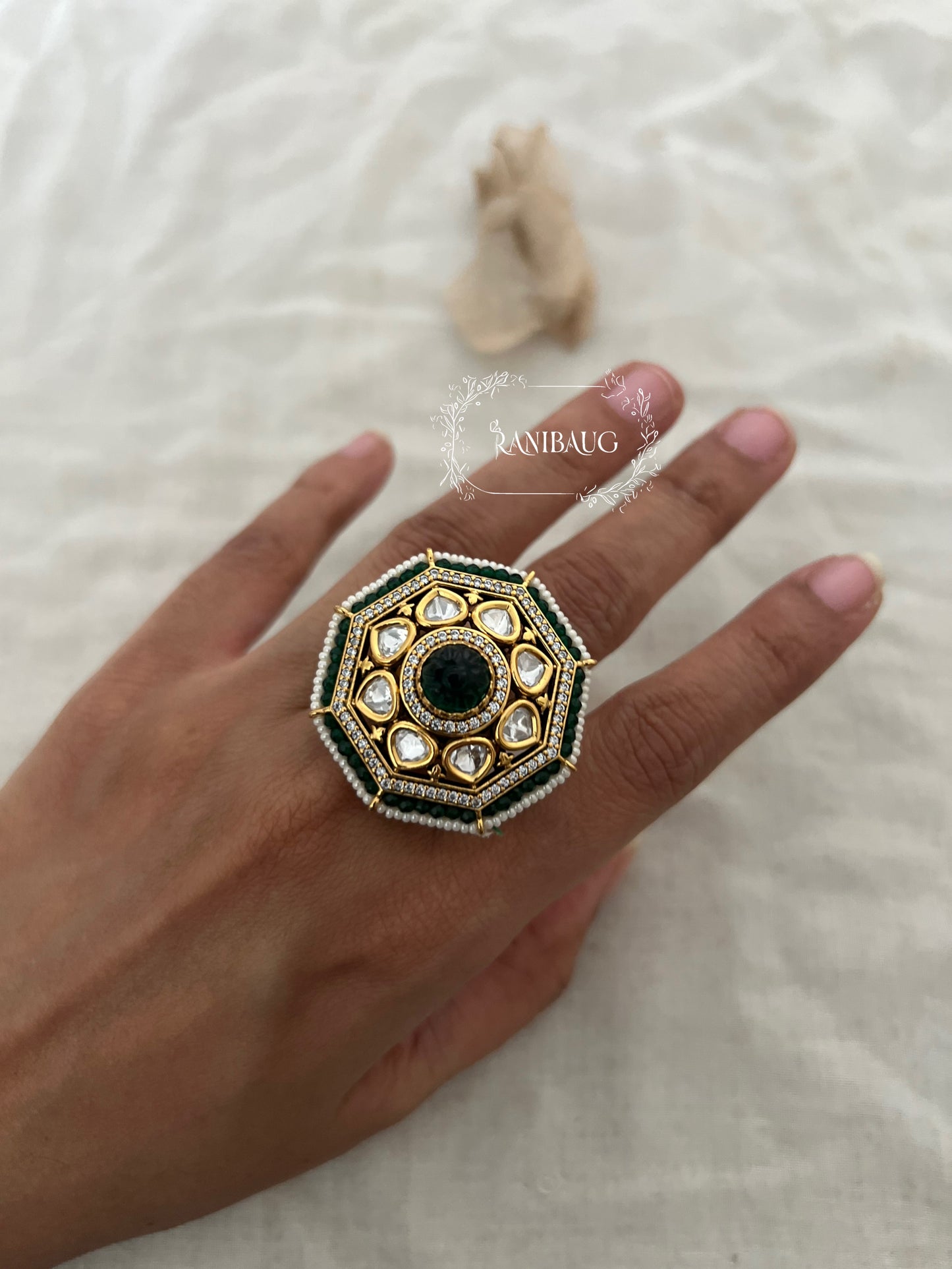 Anika Royal Heritage Polki Kundan Ring By Ranibaug