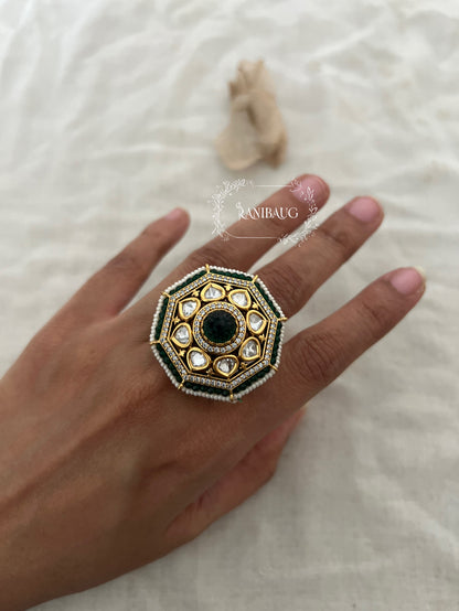 Anika Royal Heritage Polki Kundan Ring By Ranibaug