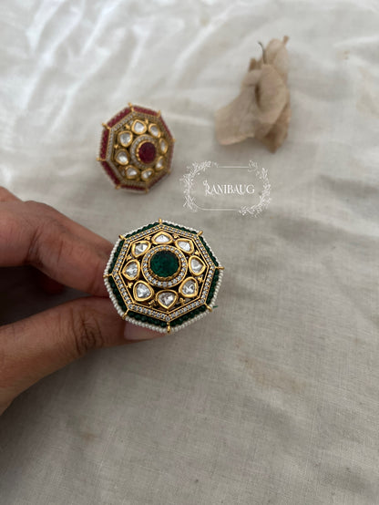 Anika Royal Heritage Polki Kundan Ring By Ranibaug