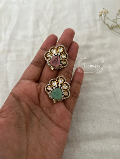 Anishka Pastel Polki Kundan Gold Finish Designer Festive Ring By Ranibaug