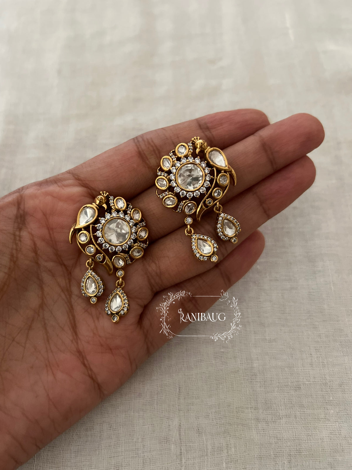 Ankita Floral Kundan Drop Motif Indian Festive Minimal Earrings By Ranibaug