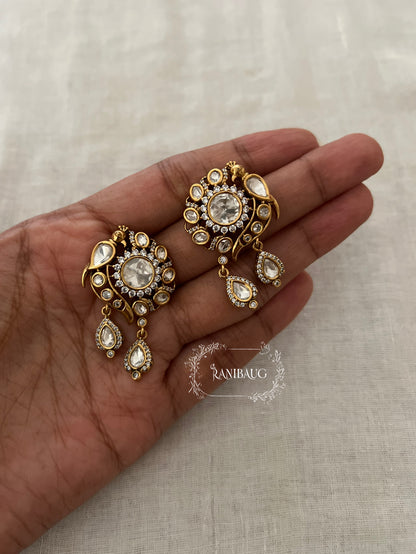 Ankita Floral Kundan Drop Motif Indian Festive Minimal Earrings By Ranibaug