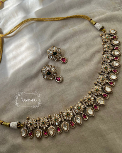 Ankita Floral Stud Motif Kundan Necklace Set For Women By Ranibaug | 2025 2026