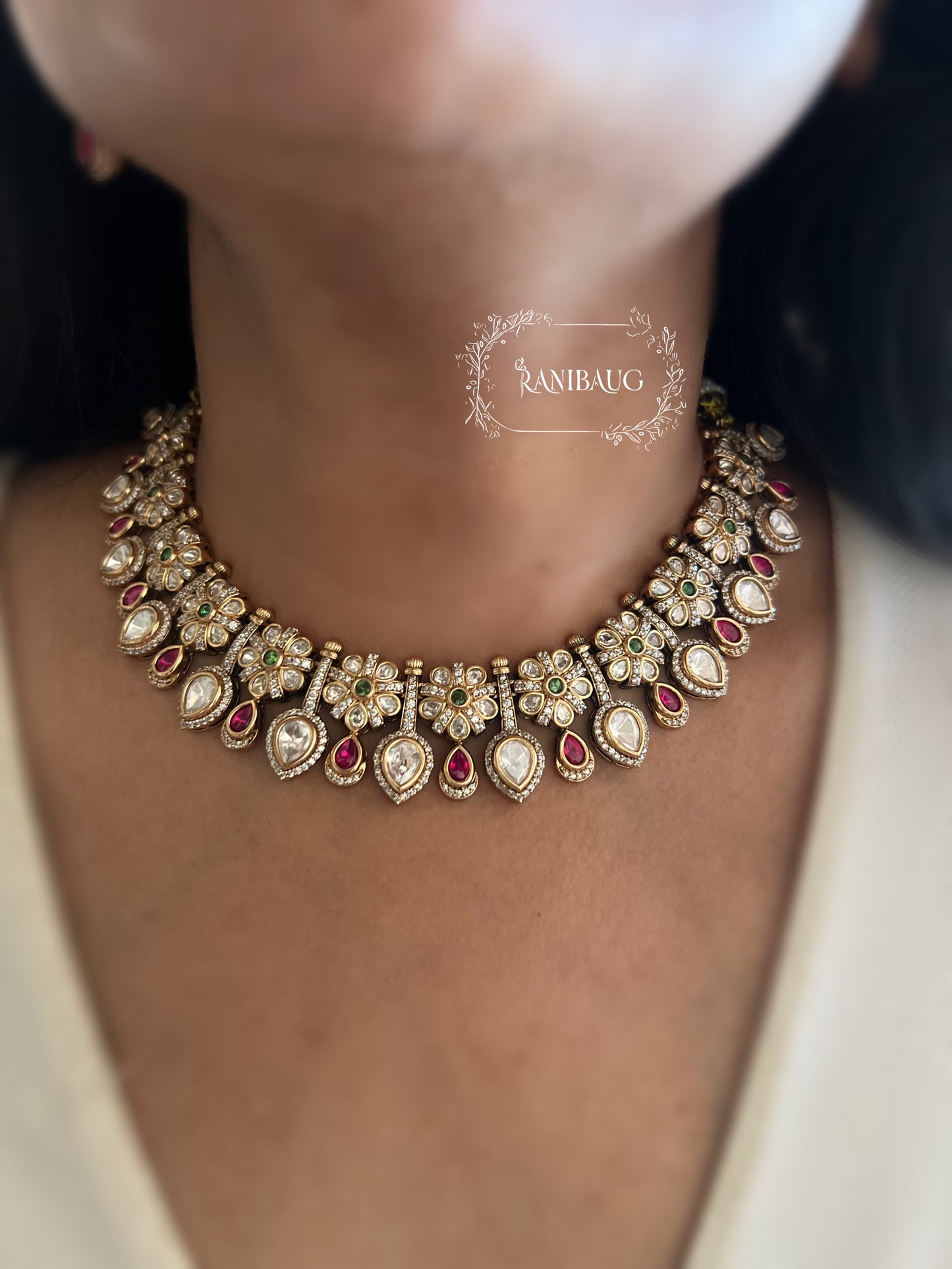 Ankita Floral Stud Motif Kundan Necklace Set For Women By Ranibaug | 2025 2026