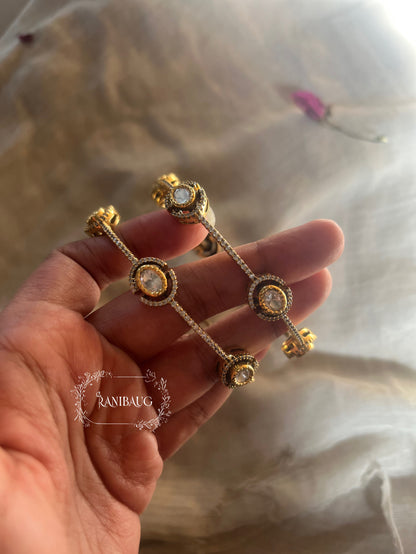 Ankita Mossainite Kundan Churi Bracelet Style Bangle Set By Ranibaug