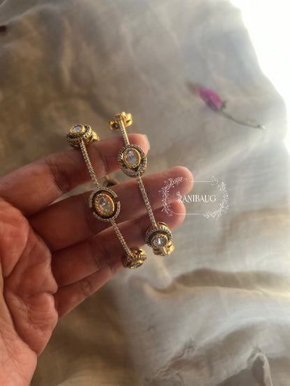 Ankita Mossainite Kundan Churi Bracelet Style Bangle Set By Ranibaug