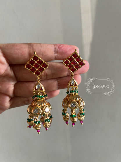 Anmol Red Chocker Necklace Set In Rich Gold Accent And Golden Danglers By Ranibaug | Statement Jewelry Pieces Royal Jewellery 2025 2026