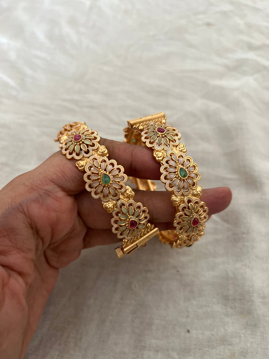 Anshika Floral Gold Plated Designer Trendy Bangle Online By Ranibaug