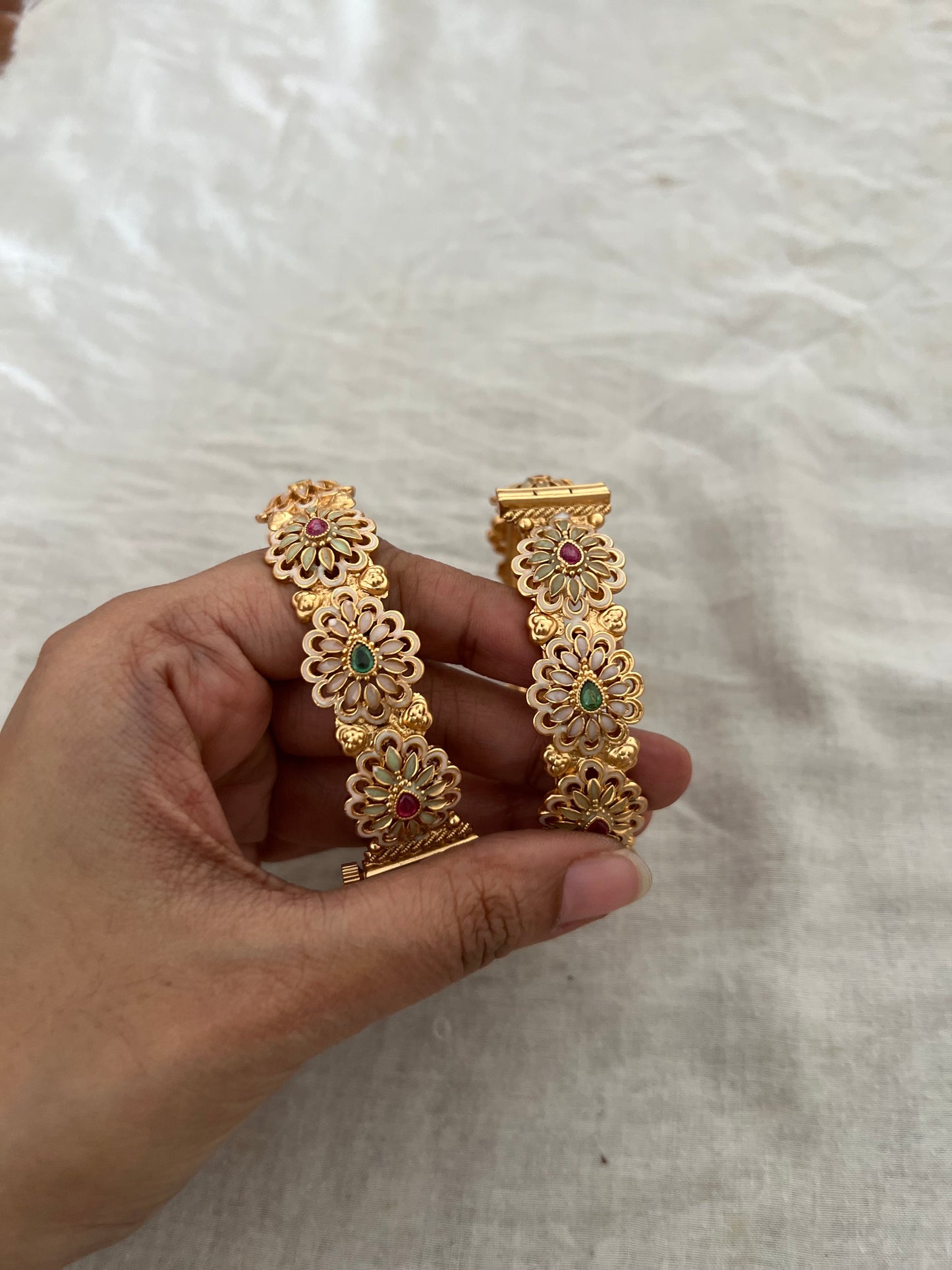 Anshika Floral Gold Plated Designer Trendy Bangle Online By Ranibaug