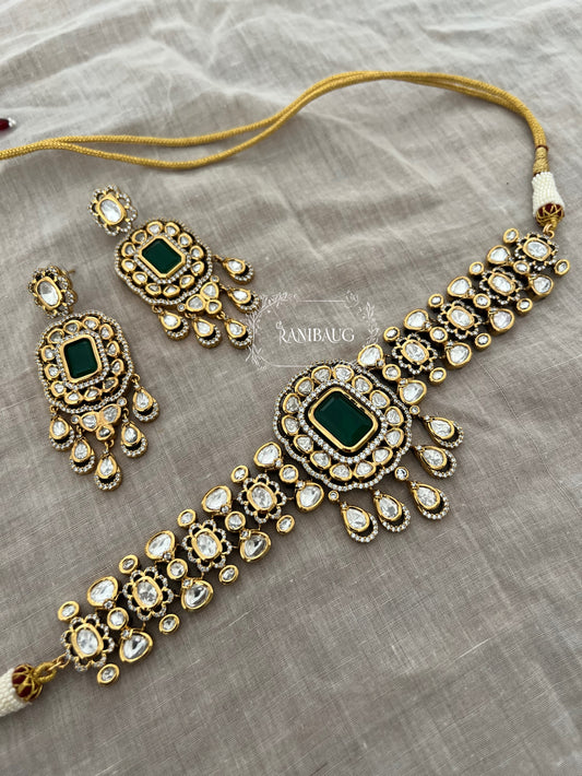 Anshika Victorian Polki Kundan Choker Necklace Set Jewellery For Women With Gemstone By Ranibaug