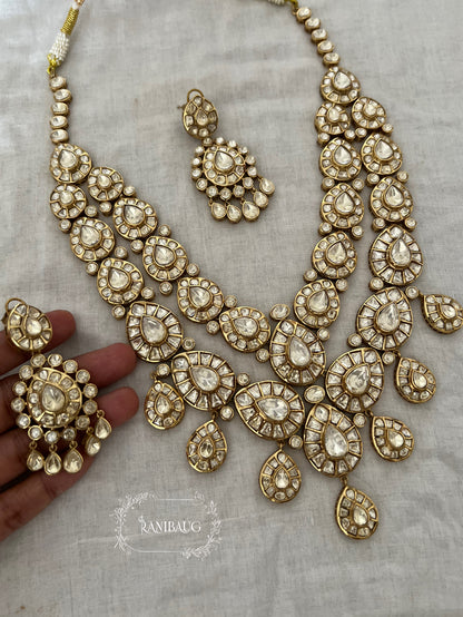 Anupama Polki Layered Royal Gold Finish Necklace Set By Ranibaug