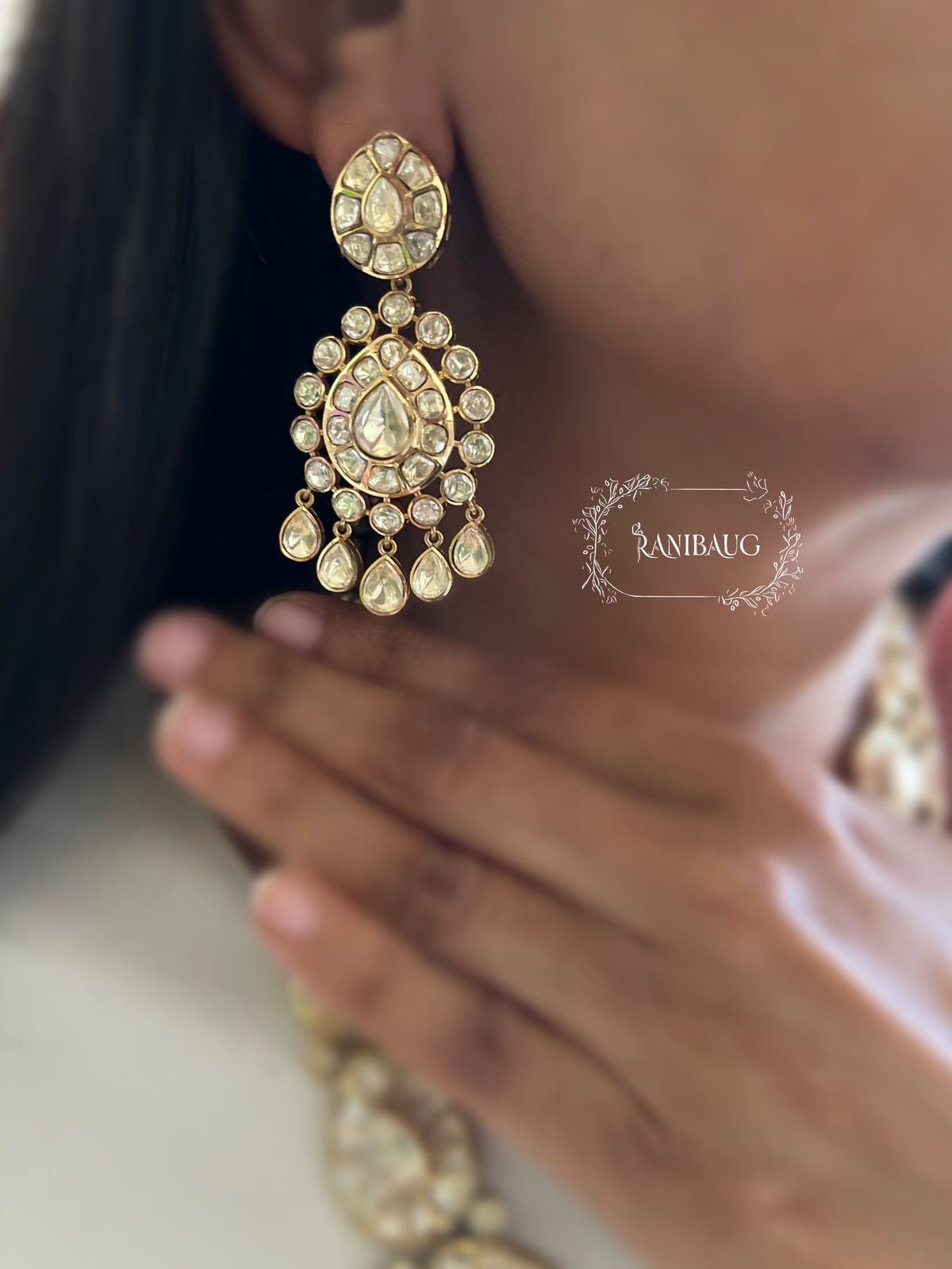 Anupama Polki Layered Royal Gold Finish Necklace Set By Ranibaug