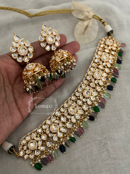 Anusha Indian Traditional Jewellery Kundan Gold Plated Choker Set  By Ranibaug