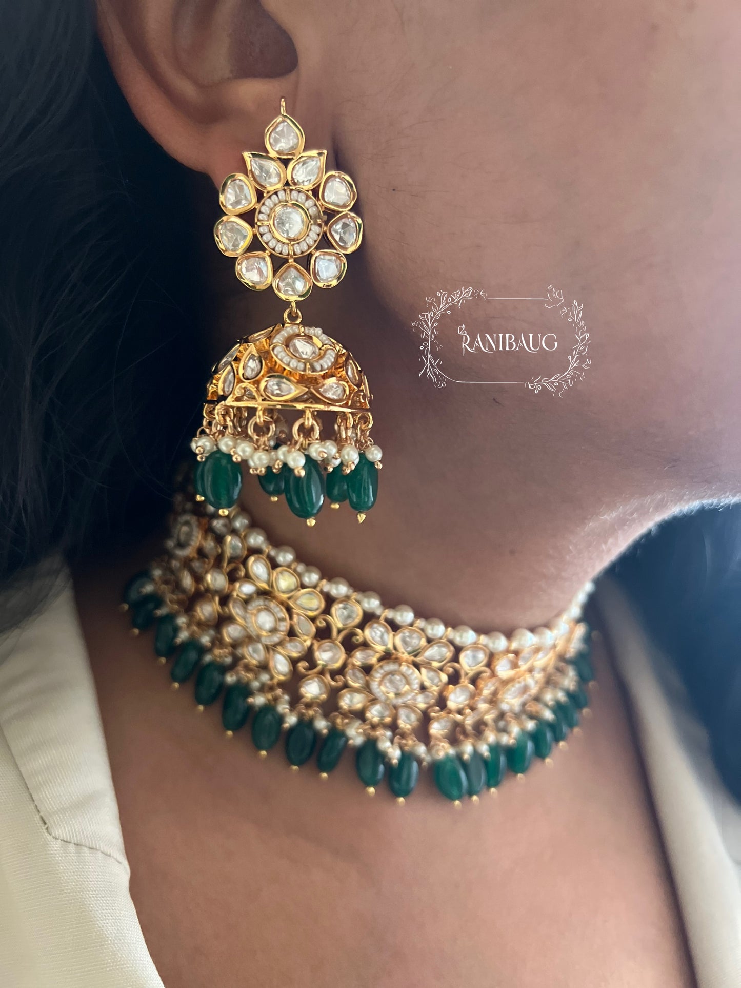 Anusha Indian Traditional Jewellery Kundan Gold Plated Choker Set  By Ranibaug