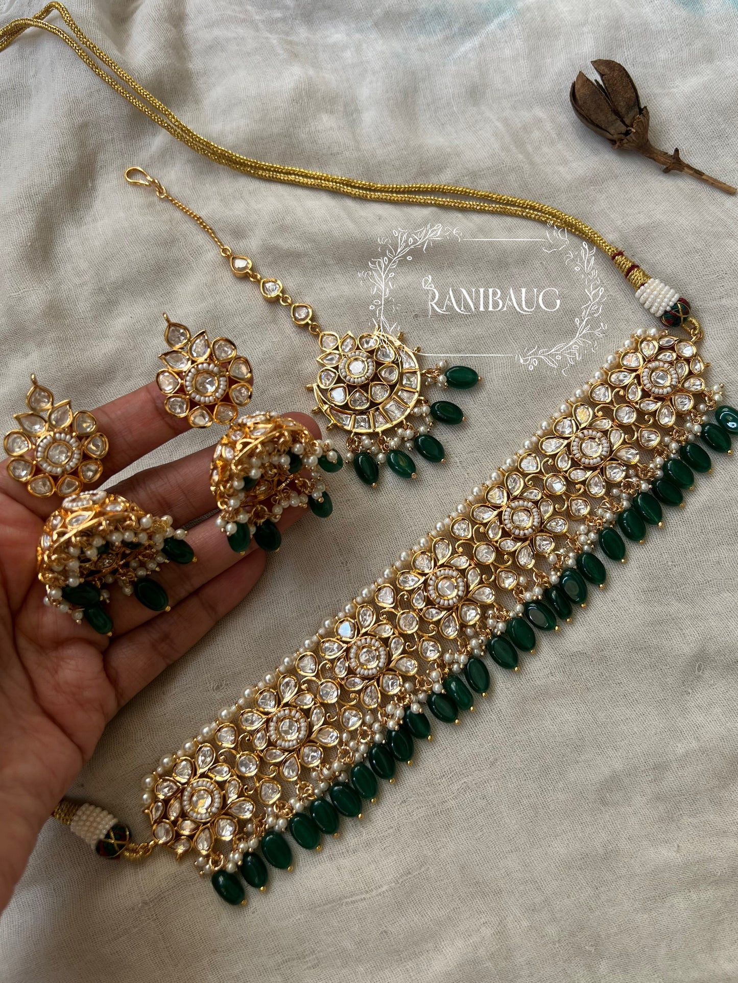Anusha Indian Traditional Jewellery Kundan Gold Plated Choker Set  By Ranibaug