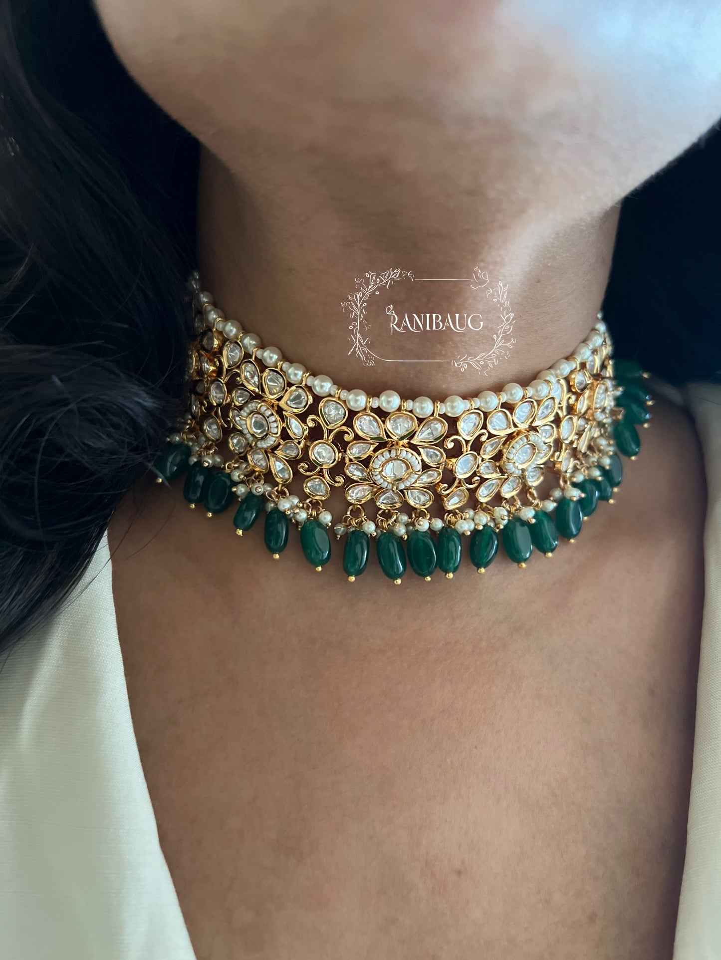 Anusha Indian Traditional Jewellery Kundan Gold Plated Choker Set  By Ranibaug