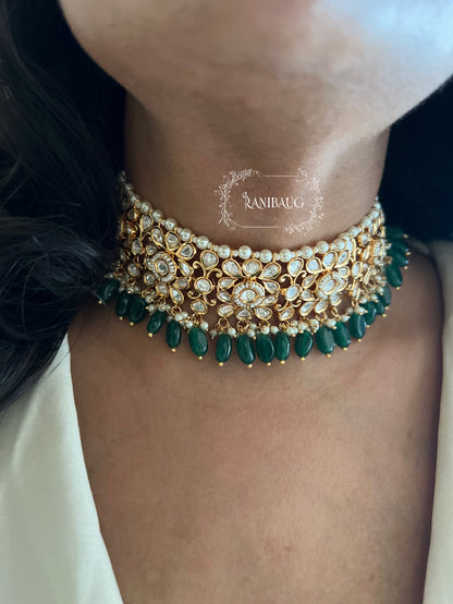 Anusha Indian Traditional Jewellery Kundan Gold Plated Choker Set  By Ranibaug
