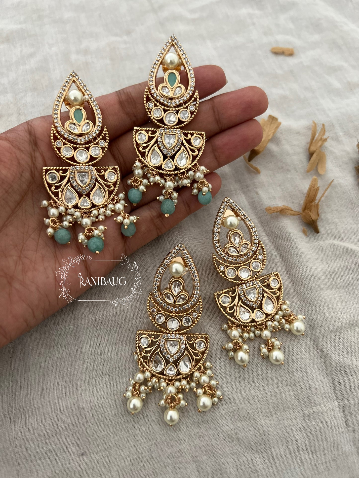 Anvi Crystal Tassel Raindrop Earring by Ranibaug