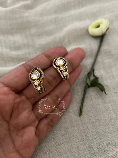 Anvi Polki Kundan Premium Gold Plated Ear Diamond Studs By Ranibaug