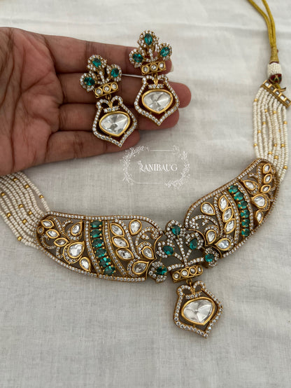 Anya Emerald And Pink Intricate Designer Royal Gold Finish Statement Jewellery Set By Ranibaug | The Wedding Collection 2026