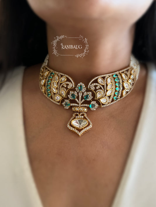 Anya Emerald And Pink Intricate Designer Royal Gold Finish Statement Jewellery Set By Ranibaug | The Wedding Collection 2026
