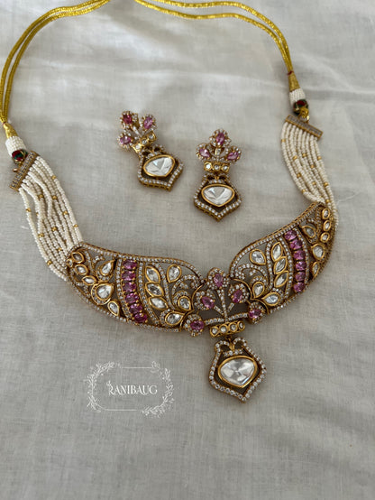 Anya Emerald And Pink Intricate Designer Royal Gold Finish Statement Jewellery Set By Ranibaug | The Wedding Collection 2026