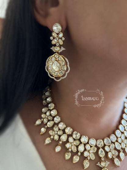 Apeksha Polki Studded Royal Gold Finish Festive Necklace Jewellery Set By Ranibaug