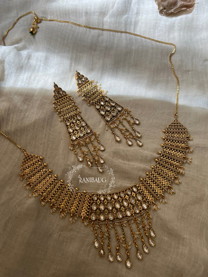 Aradhya Gold Designer South Indian Style Temple Heritage Necklace Jewellery Set By Ranibaug