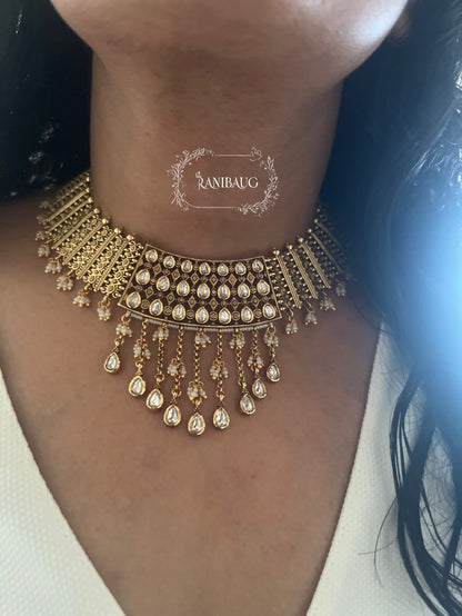Aradhya Gold Designer South Indian Style Temple Heritage Necklace Jewellery Set By Ranibaug