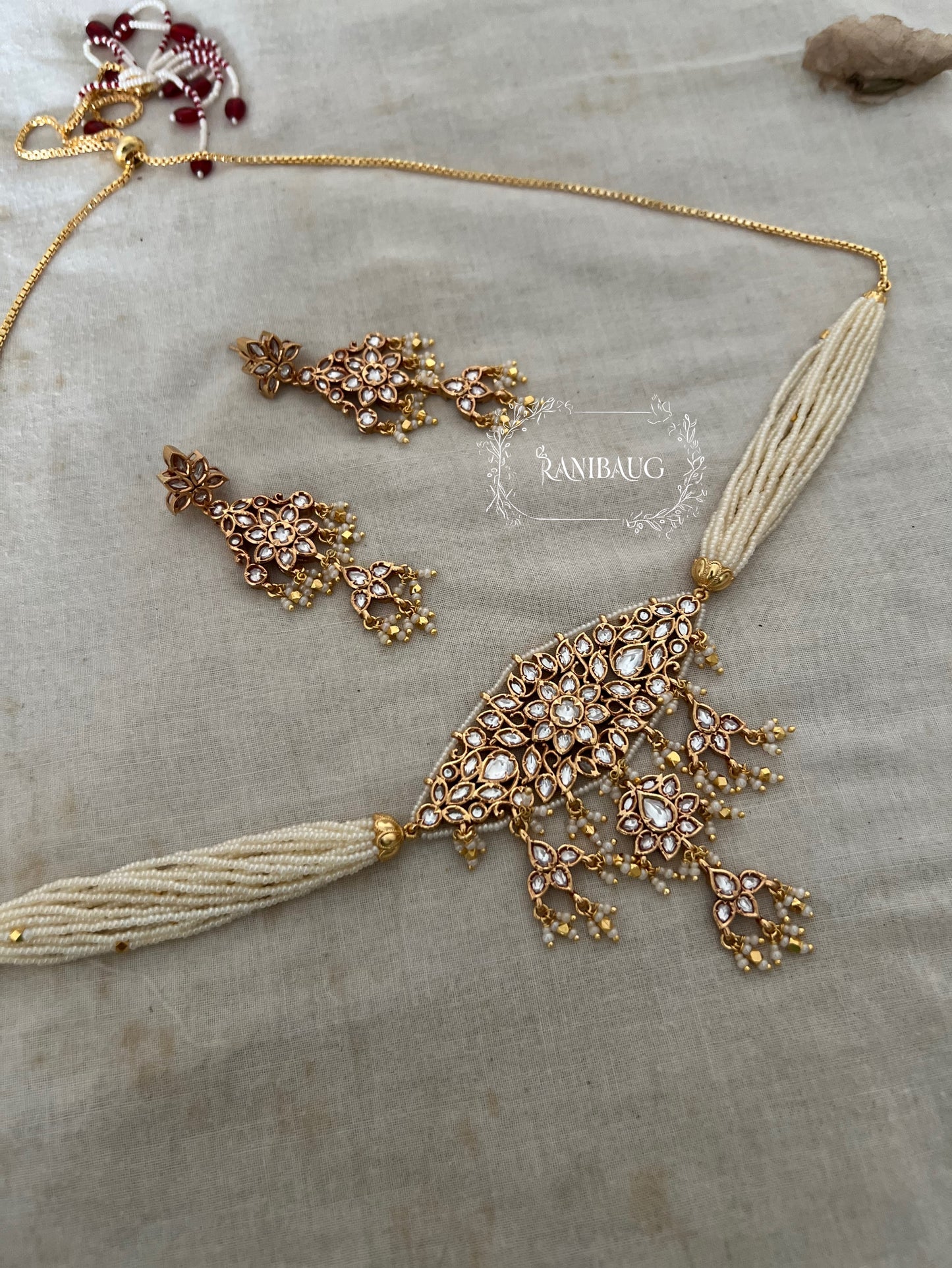 Aradhya Timeless Elegance Meenakari Traditional Indian Choker with Pearl Tassel Jewelry Set by Ranibaug