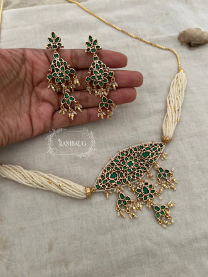 Aradhya Timeless Elegance Meenakari Traditional Indian Choker with Pearl Tassel Jewelry Set by Ranibaug