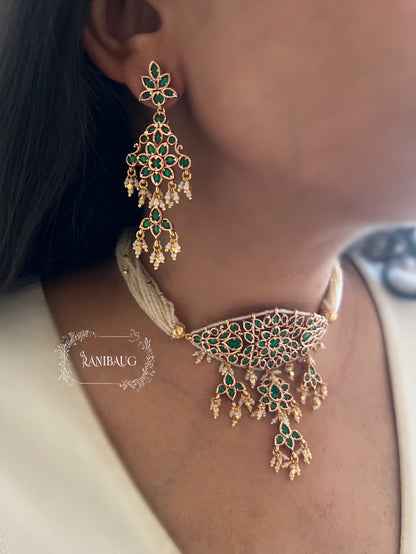 Aradhya Timeless Elegance Meenakari Traditional Indian Choker with Pearl Tassel Jewelry Set by Ranibaug