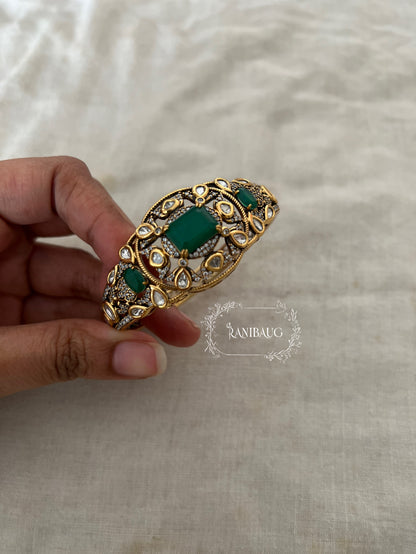 Aranya Green Polki Diamond Bracelet By Ranibaug | Gold Bracelet For Women India