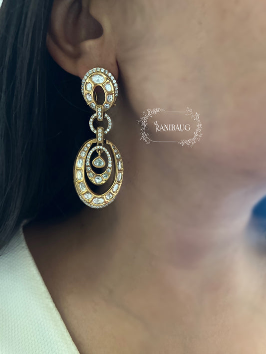 Aratrika Classic Kundan Diamond Drop Earrings by Ranibaug