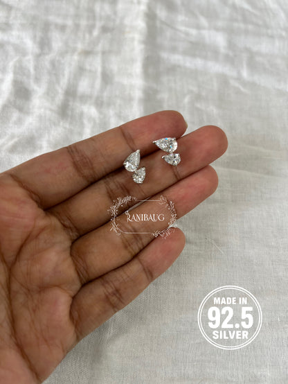 Aria Geometric Small Cute 92.5 Silver Ear Studs By Ranibaug