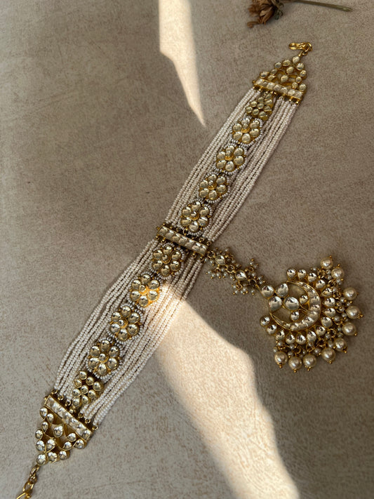 Arpita Victorian Gold Pearl Kundan Sheeshphool Maangtika By Ranibaug