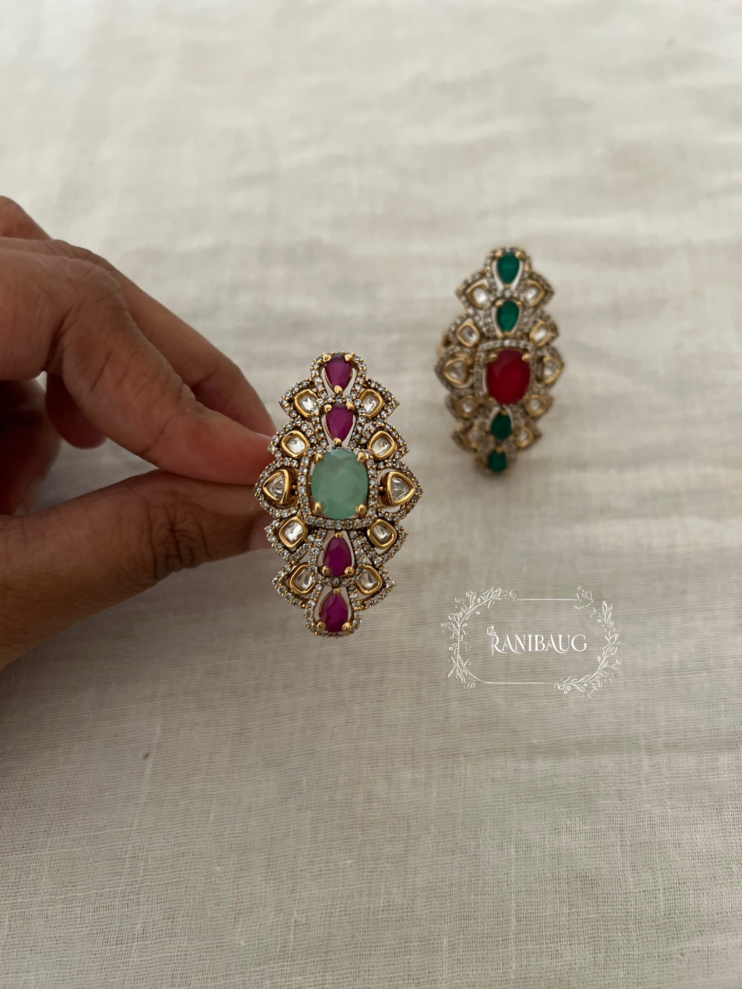 Aruna Polki Designer Festive Statement Ring By Ranibaug