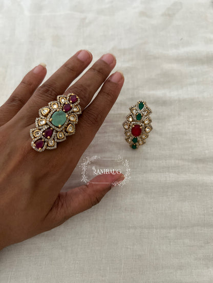 Aruna Polki Designer Festive Statement Ring By Ranibaug